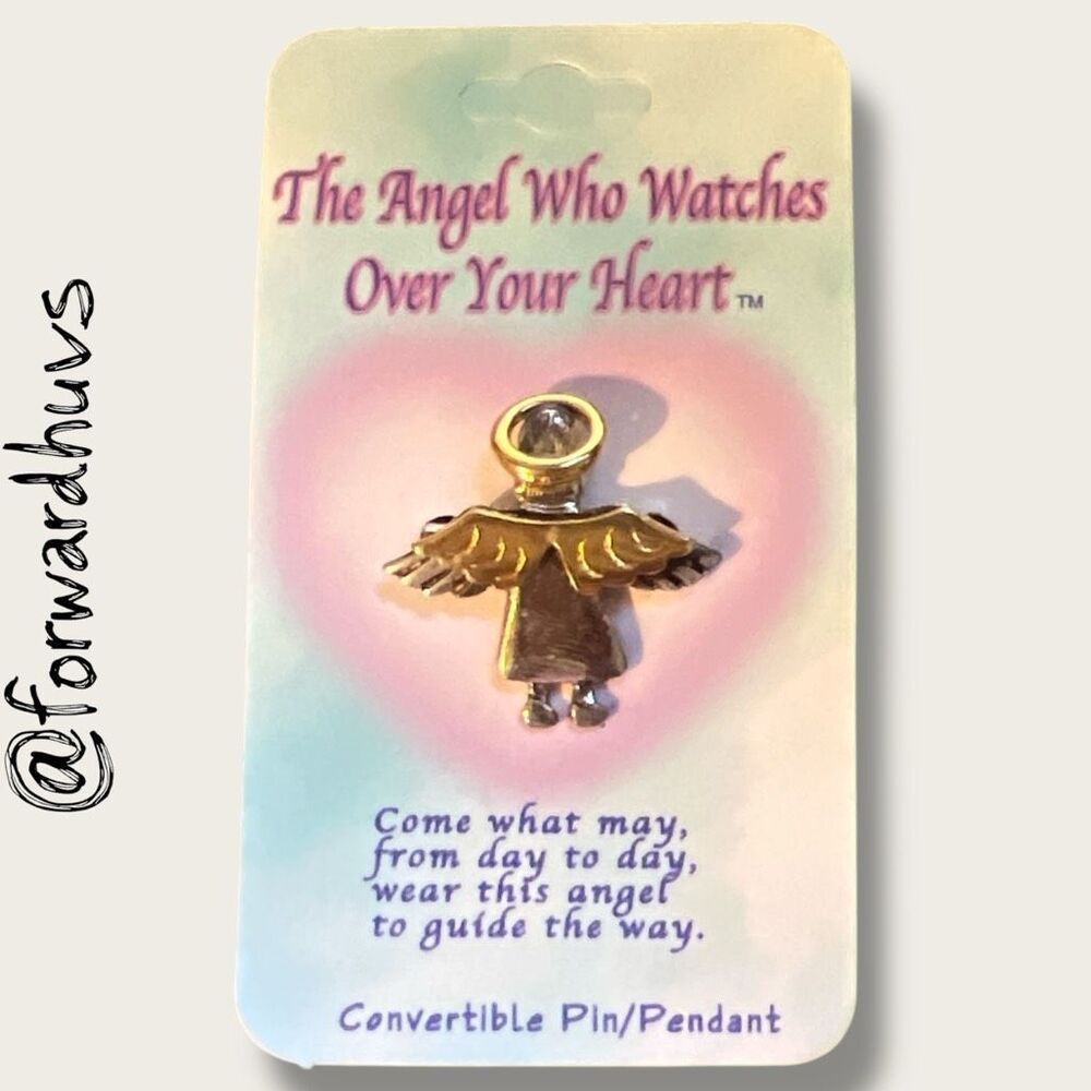 Bundle Sale 3 for $15 | Angel Pin / Pendant – Gold Tone Wings & Halo, Silver Ton